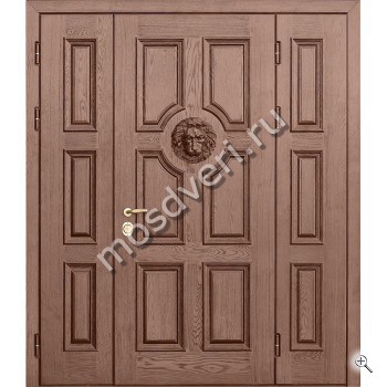 Металлическая парадная трехстворчатая дверь с резными элементами - купить от производителя Мосдвери Металлическая парадная трехстворчатая дверь с резными элементами