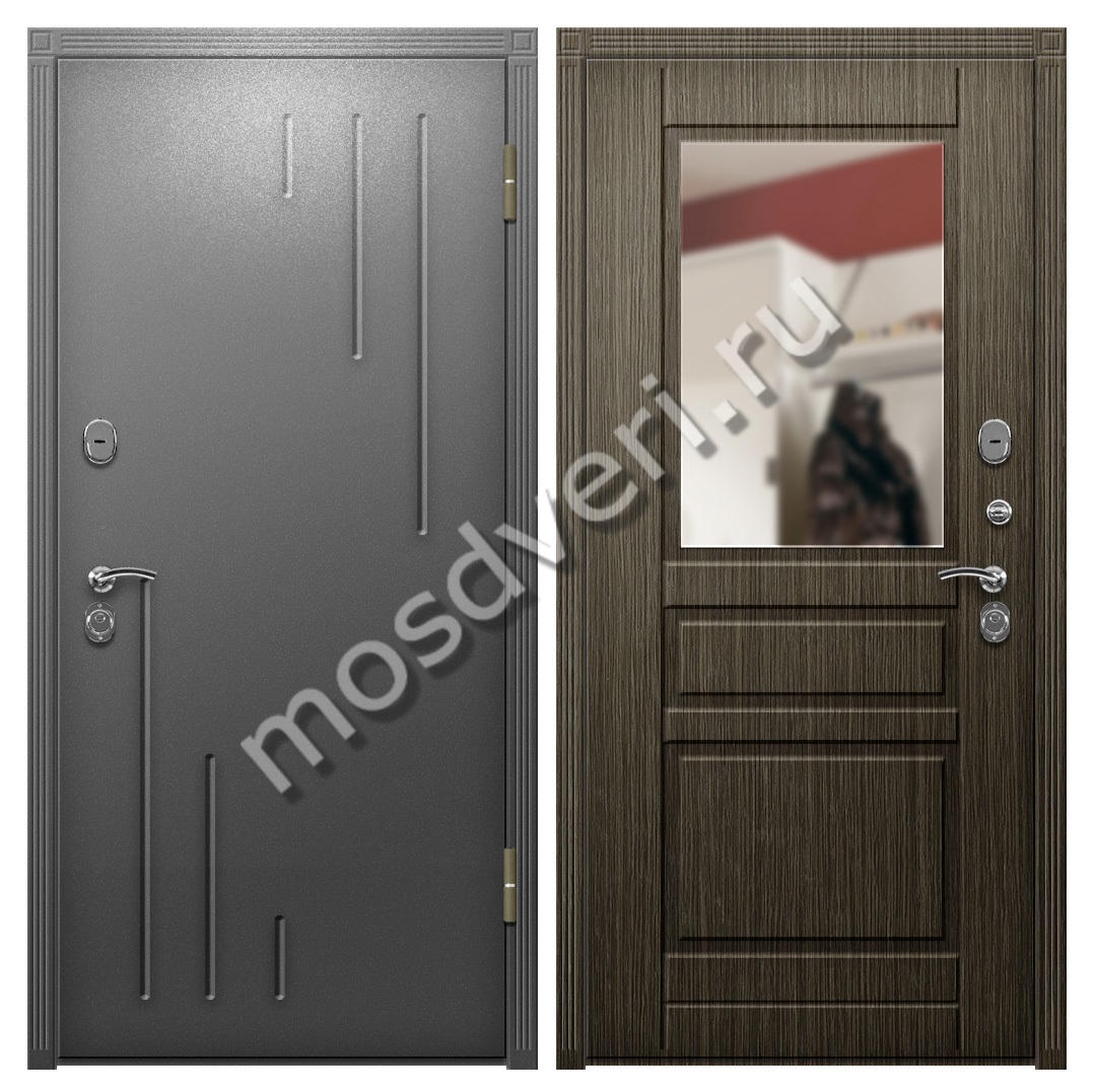 Входная дверь с терморазрывом с зеркалом TD-18 - купить от производителя Мосдвери Входная дверь с терморазрывом с зеркалом TD-18