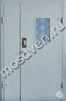 Двустворчатая дверь со стеклом и ковкой, окрас порошком - купить от производителя Мосдвери Двустворчатая дверь со стеклом и ковкой, окрас порошком